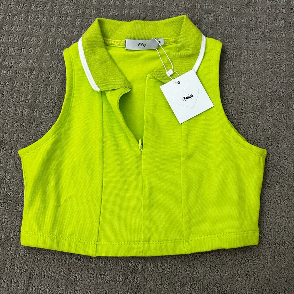 BNWT Adika Green Sleeveless Polo Tank Top Size Small
